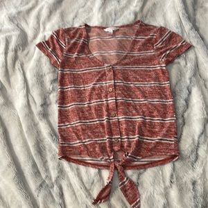 No Boundaries Salmon shirt with black stripes size XS